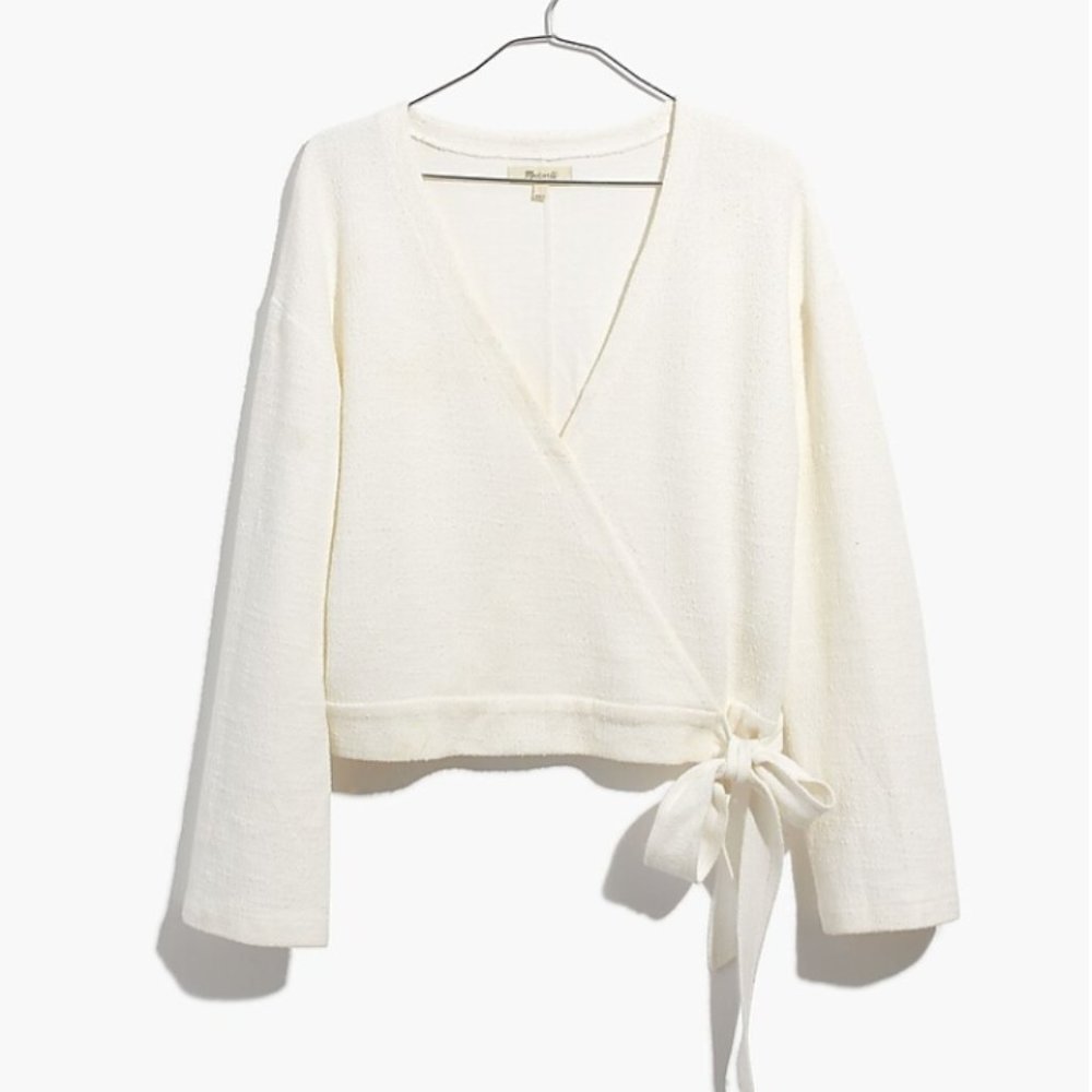 ❤️SOLD❤️ Madewell Texture & Thread Wrap Top white top